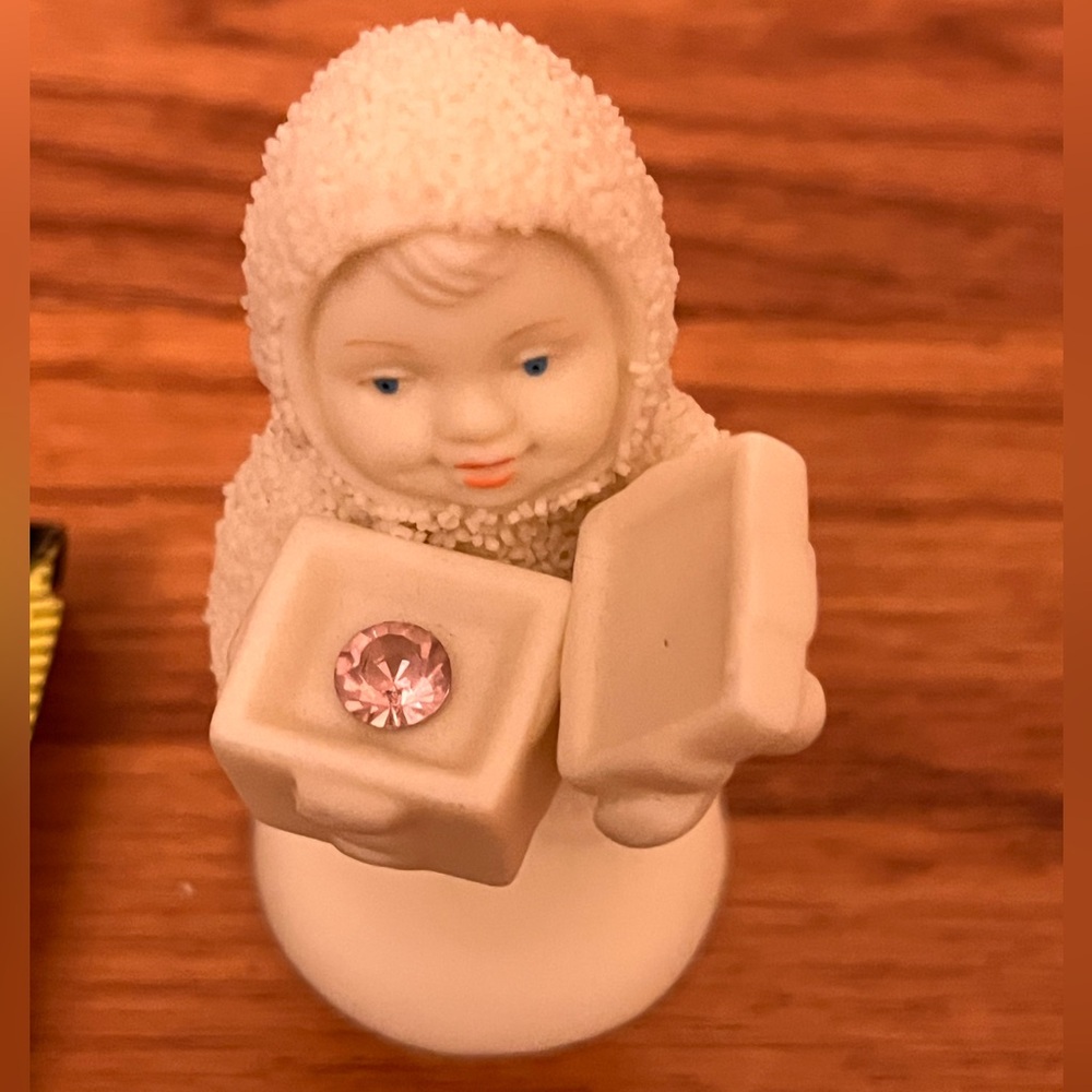 White Snowbabies Figurine, Special - June Birthstone Envelope